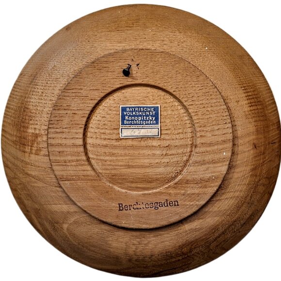 Vintage 8" Wooden Plate Hand Painted Bavarian Alps Konopitzky Berohtesgaden - Picture 4 of 6